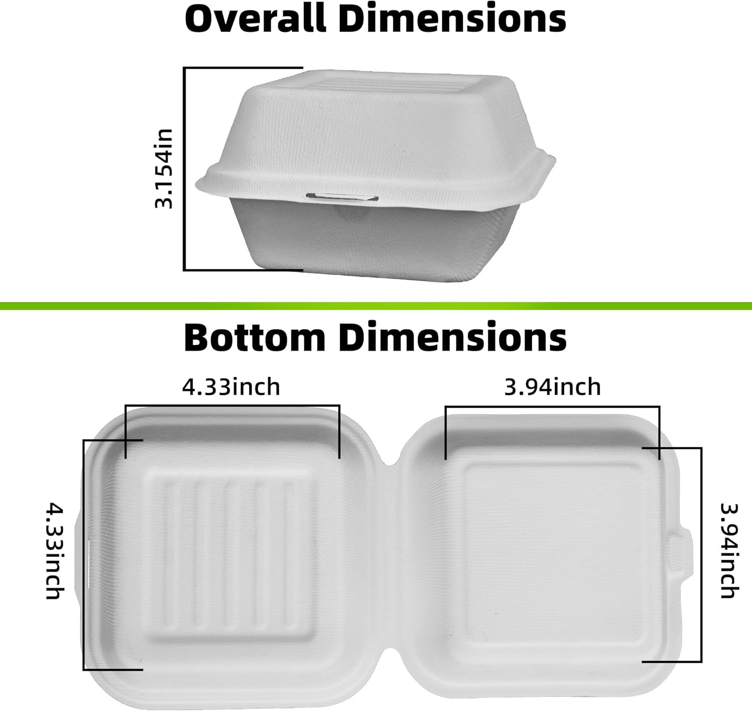 Wholesale 6x6 Inch Heavy Duty Clamshell Take Out Containers 75 Pack Compostable Bagasse Food Boxes with Lids Small Disposable To-Go for Lunch Dessert Salad Manufacturer