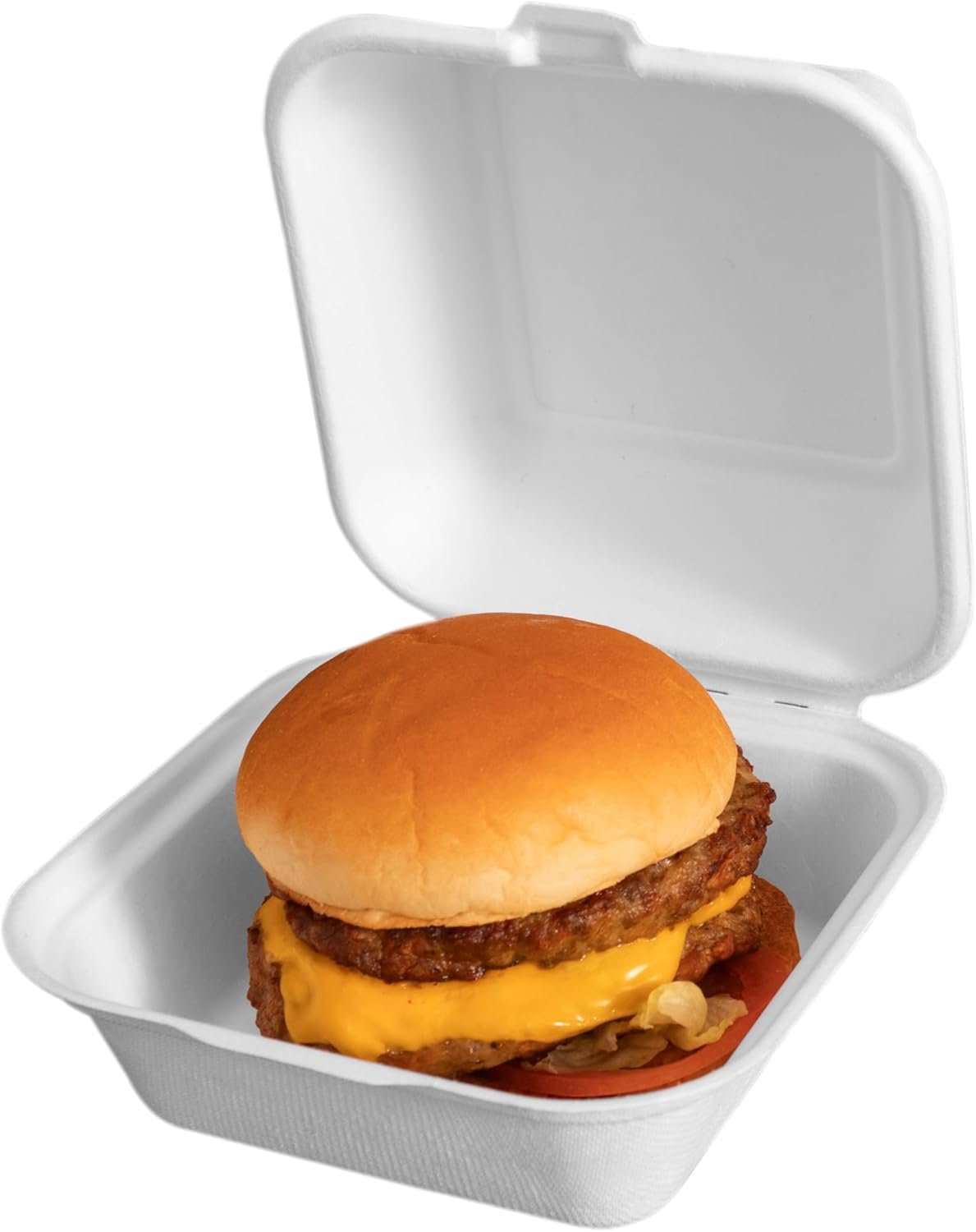 Wholesale 6x6 Inch Heavy Duty Clamshell Take Out Containers 75 Pack Compostable Bagasse Food Boxes with Lids Small Disposable To-Go for Lunch Dessert Salad Manufacturer