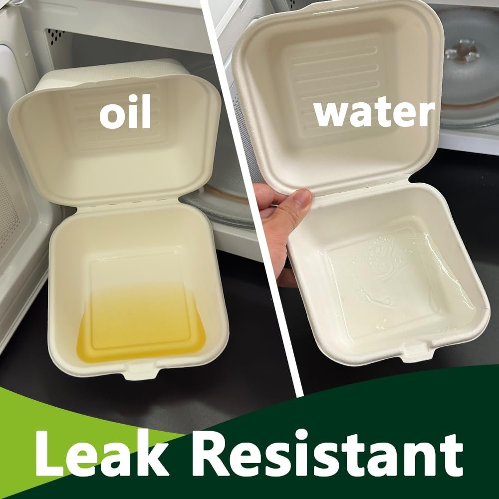 Wholesale 6x6 Inch Heavy Duty Clamshell Take Out Containers 75 Pack Compostable Bagasse Food Boxes with Lids Small Disposable To-Go for Lunch Dessert Salad Manufacturer