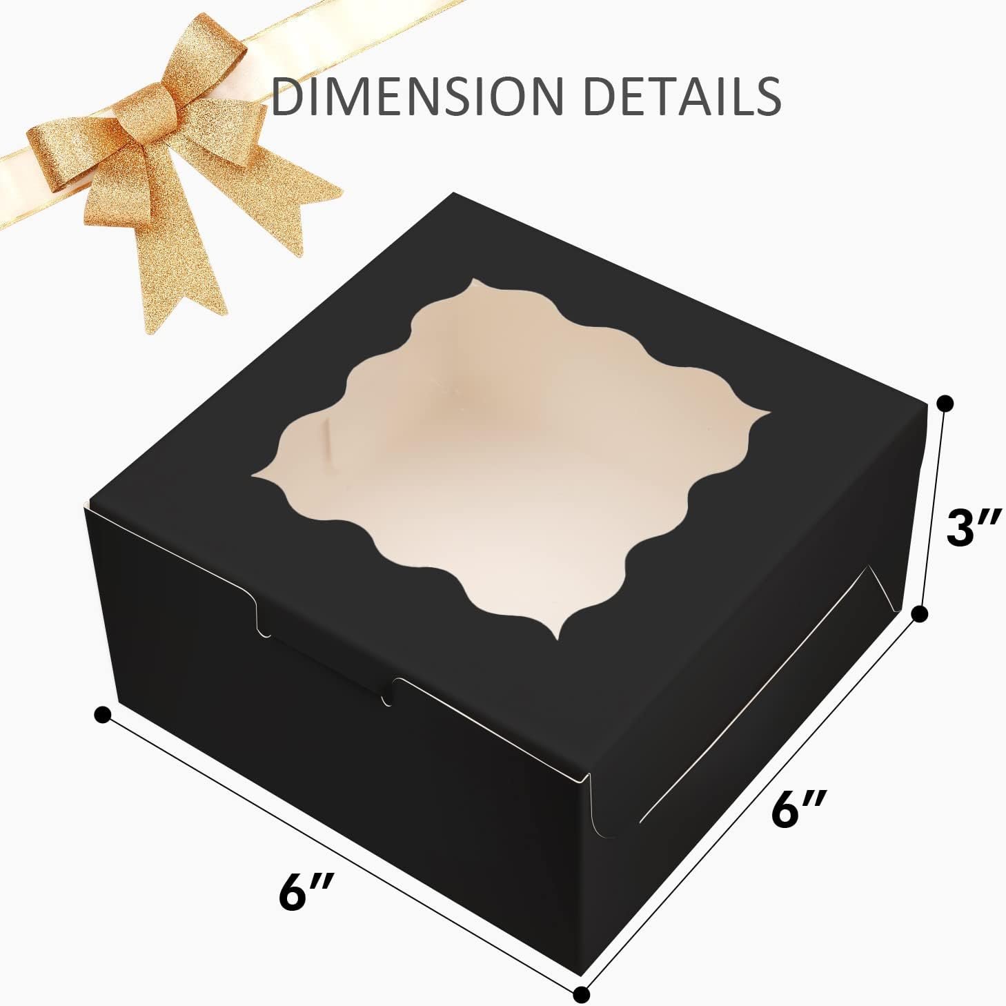 Wholesale Black Bakery Boxes with Window 6x6x3 Inches Thick Sturdy for Macarons Pastries Cookies Bakeries 60 Pack Manufacturer