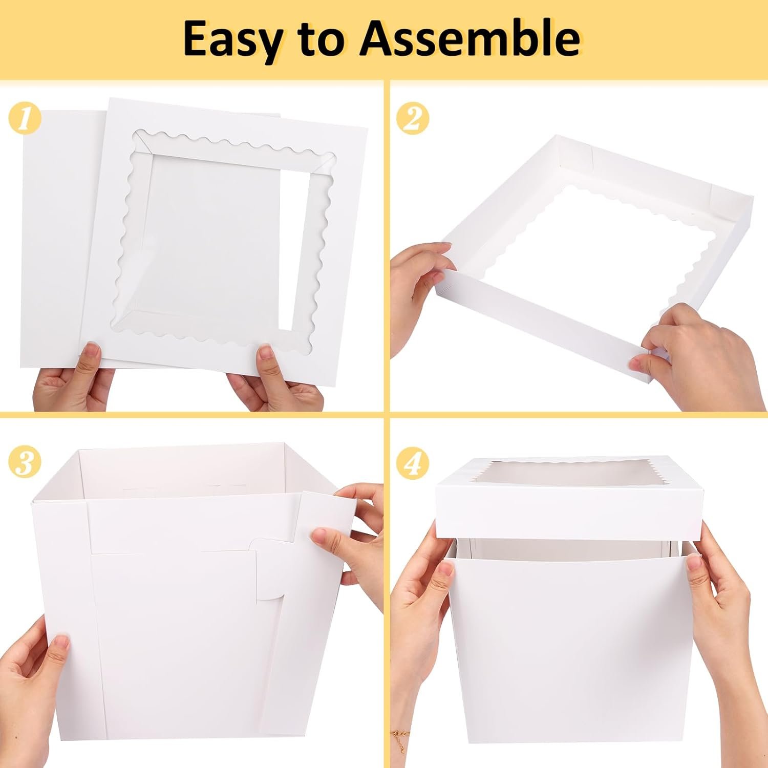 Wholesale 16pcs 10x10x10 Inches Tall White Square Cake Boxes for Tier Cakes Take Out Carrier Containers Birthday Wedding Party Manufacturer