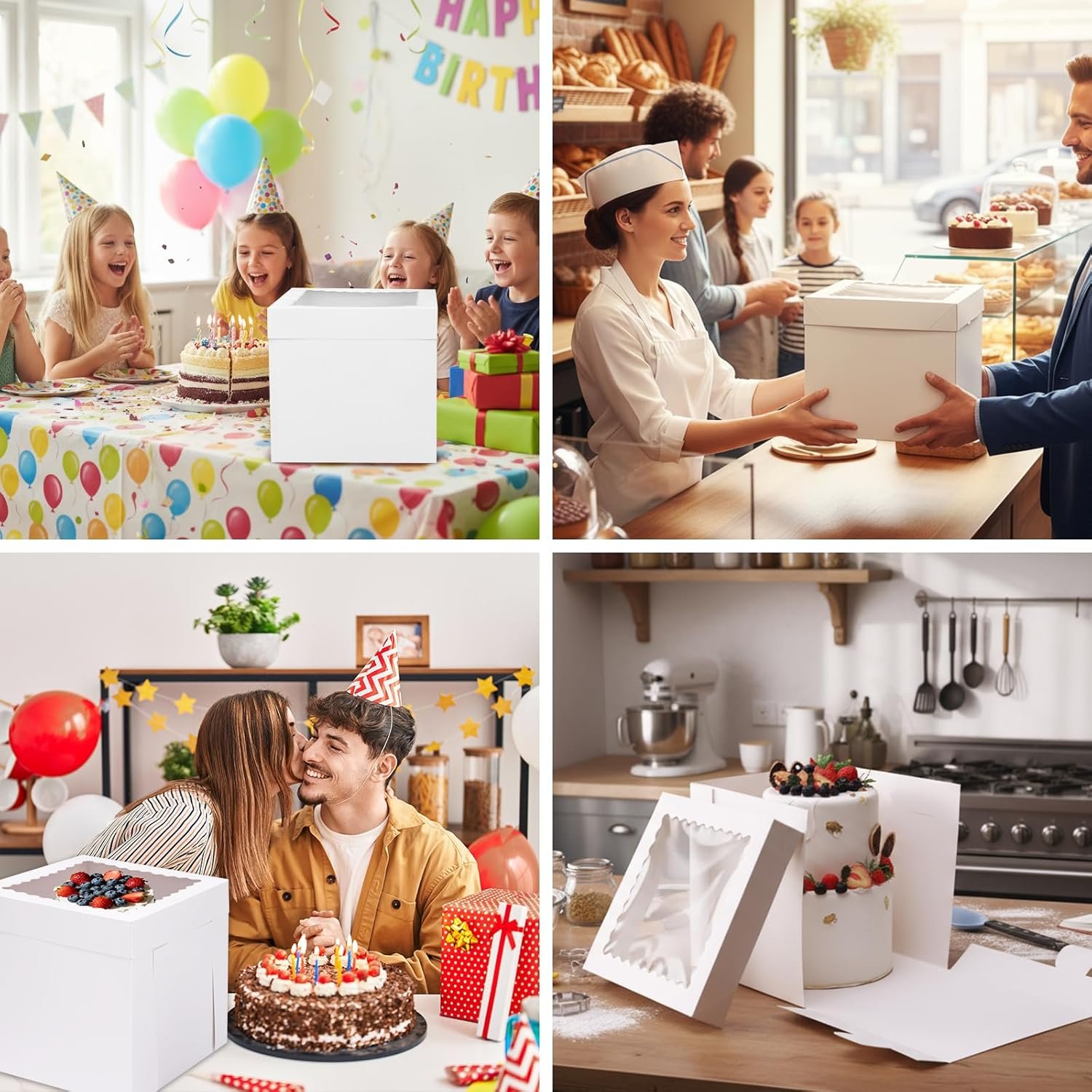 Wholesale 16pcs 10x10x10 Inches Tall White Square Cake Boxes for Tier Cakes Take Out Carrier Containers Birthday Wedding Party Manufacturer