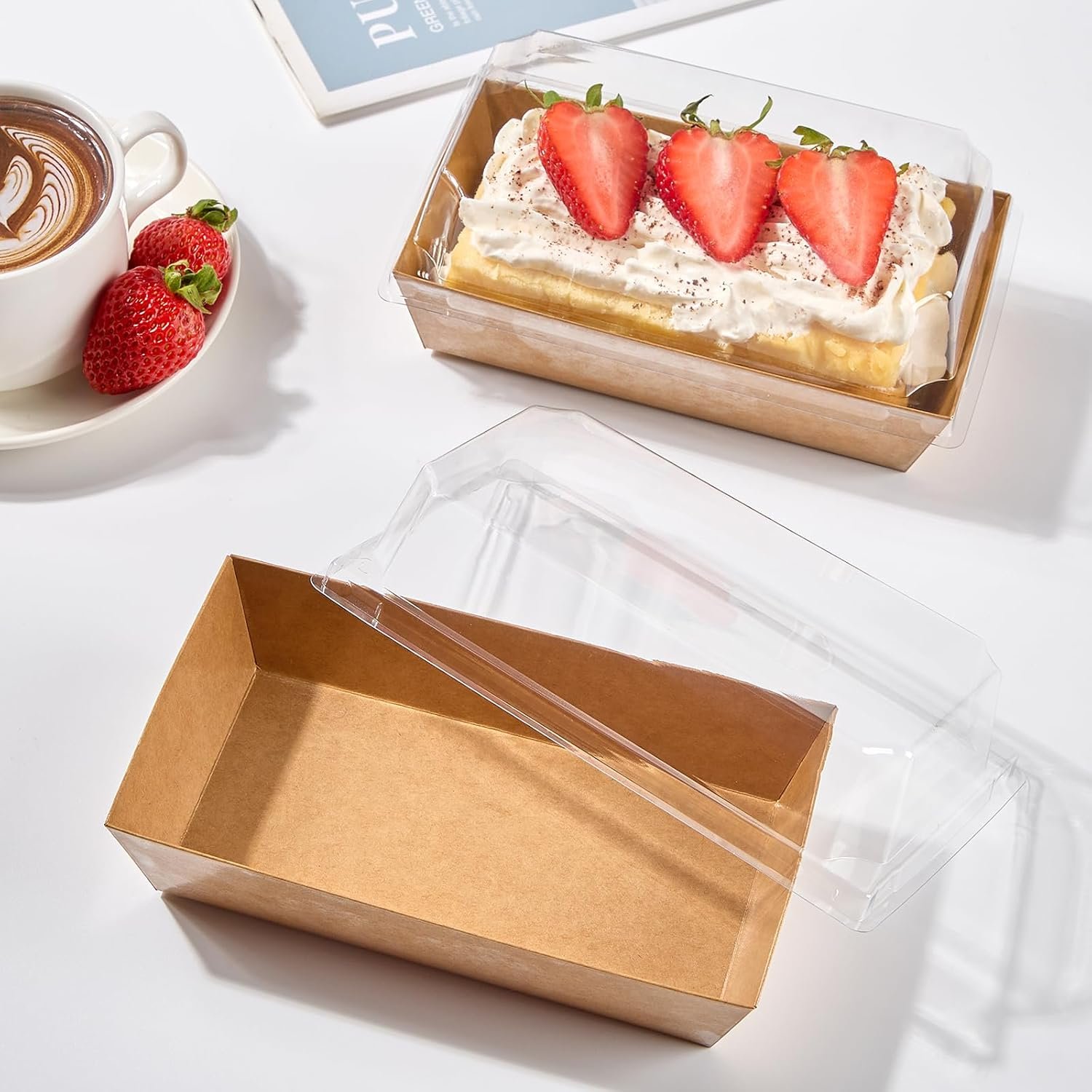 Wholesale 6 x 3 Inch Dessert Boxes with Clear Lids 50 Pack Paper Charcuterie Containers for 2 Cupcakes Muffins Sandwiches Strawberries Brown Manufacturer