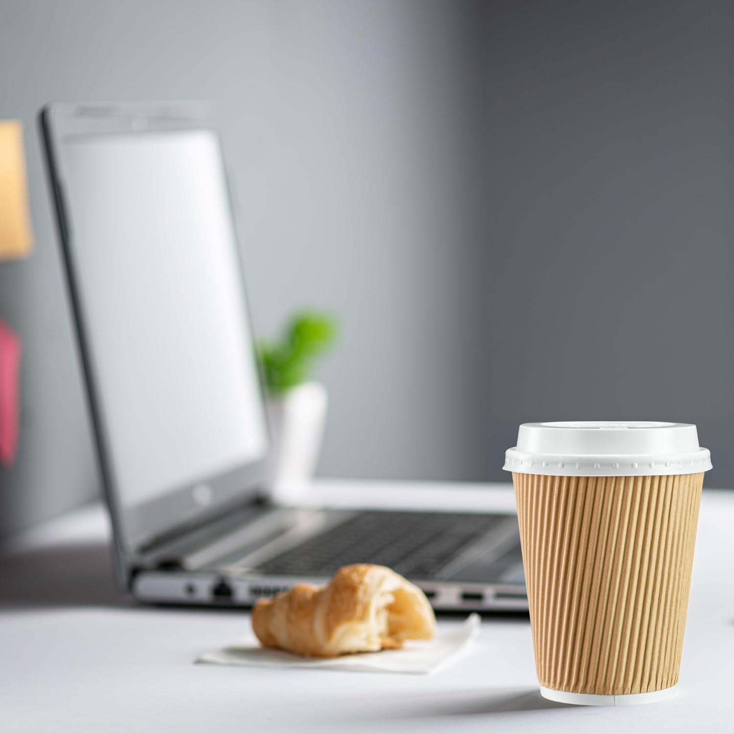 Wholesale [12 oz. - 50 Sets] Insulated Kraft Ripple Paper Hot Cups with Lids Disposable for Hot Beverages Travel and Office Use Manufacturer