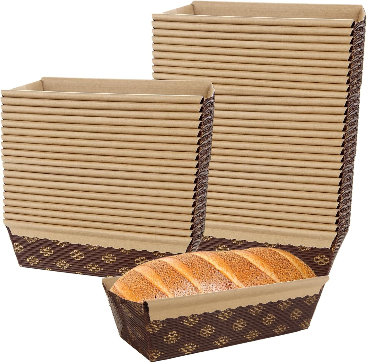 Wholesale 50 Pack 6 x 2.5 x 2 Inch Rectangle Disposable Paper Loaf Baking Pans for Quick Bread Small Pumpkin Breads Microwave Oven Freezer Safe Manufacturer