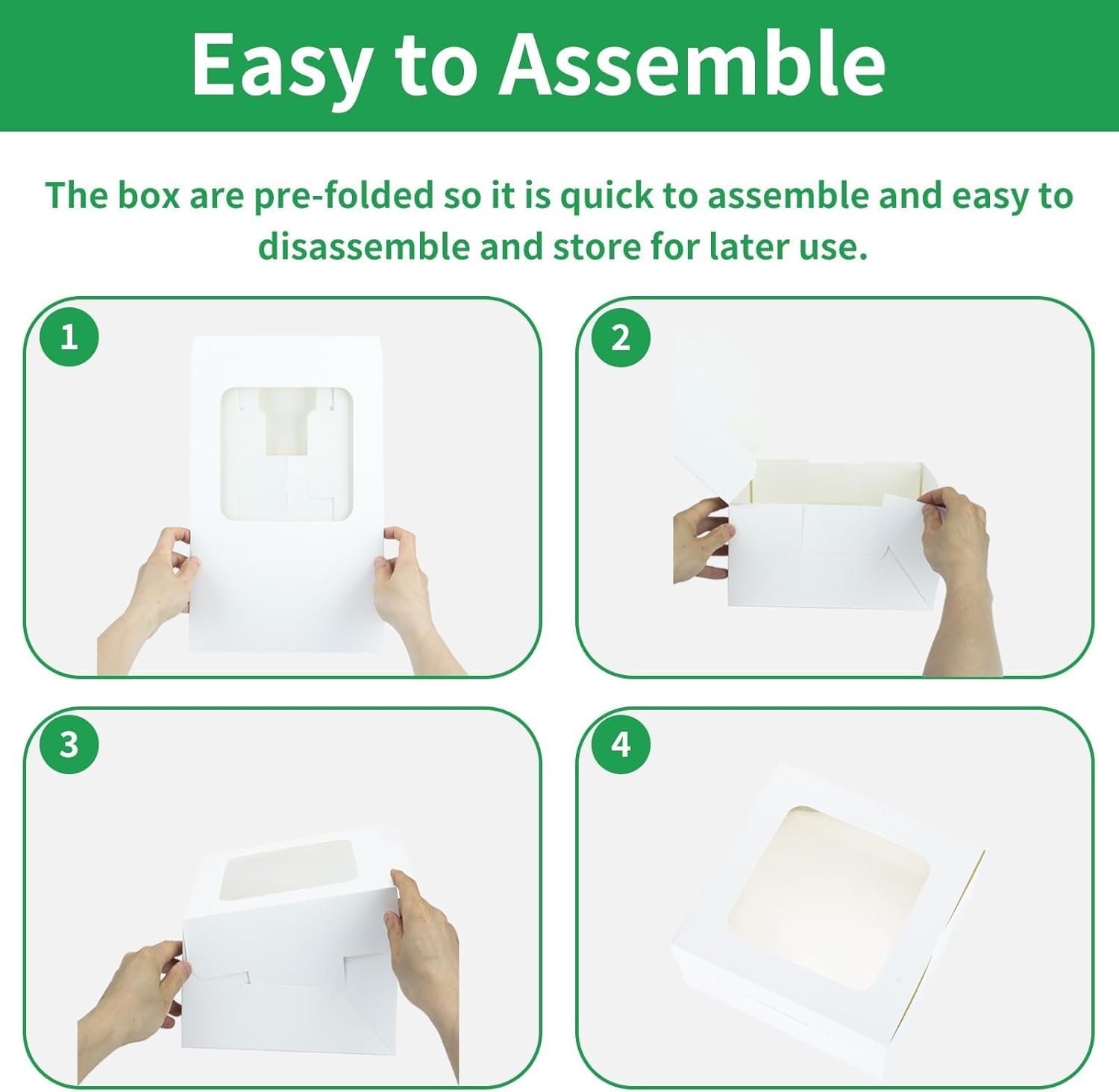 Wholesale 30PCS White 10x10x5 Inches Cake Boxes Set with 30 Cake Boards and Clear Window for Bakery Desserts Cookies Birthdays Parties Weddings Manufacturer