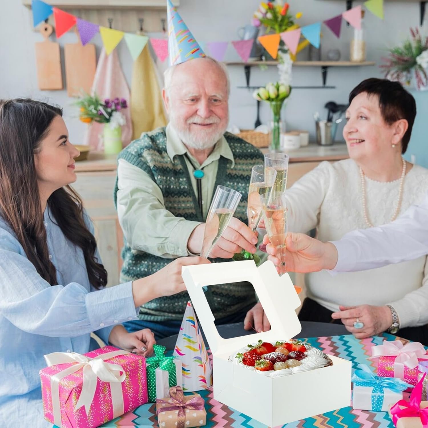 Wholesale 30PCS White 10x10x5 Inches Cake Boxes Set with 30 Cake Boards and Clear Window for Bakery Desserts Cookies Birthdays Parties Weddings Manufacturer