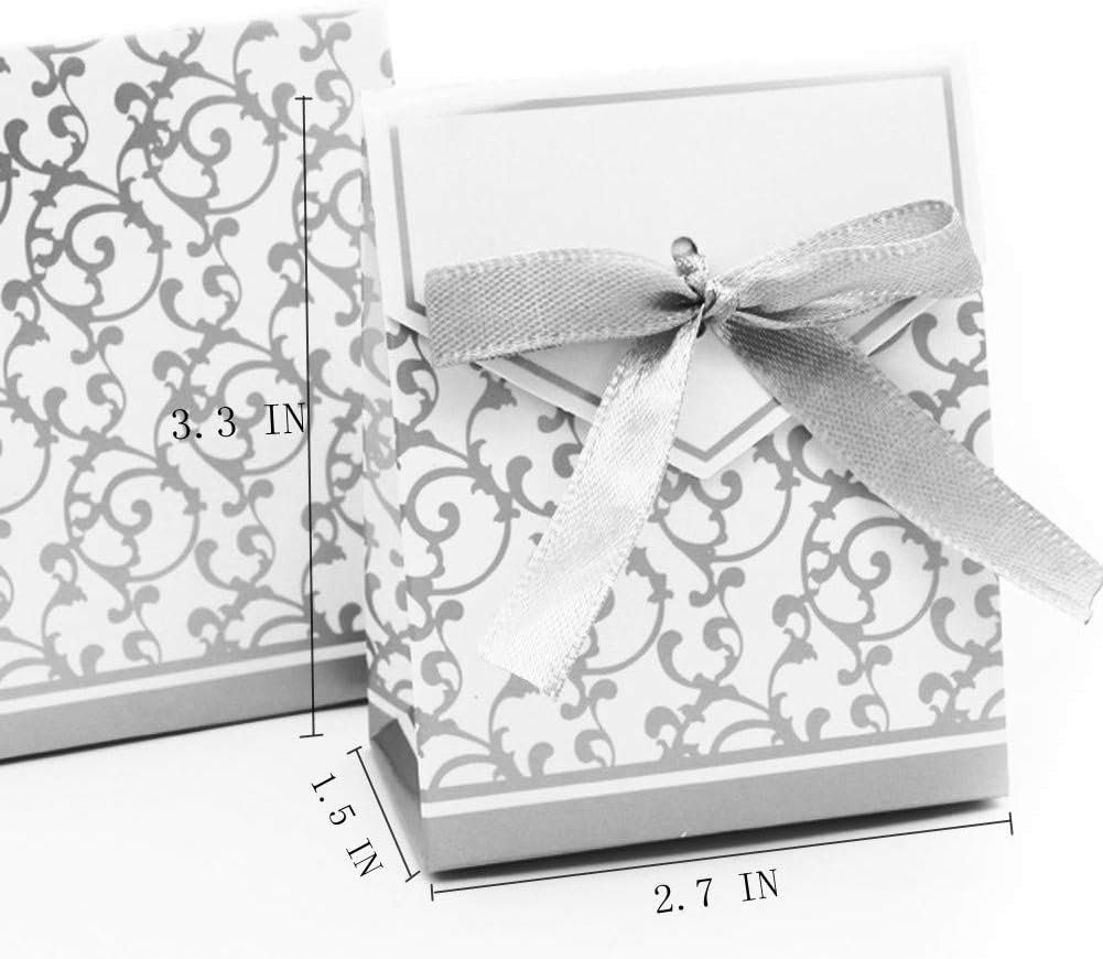 Wholesale 50PCS Silver Ribbon Wedding Favor Candy Boxes for Party Decoration Easter Manufacturer