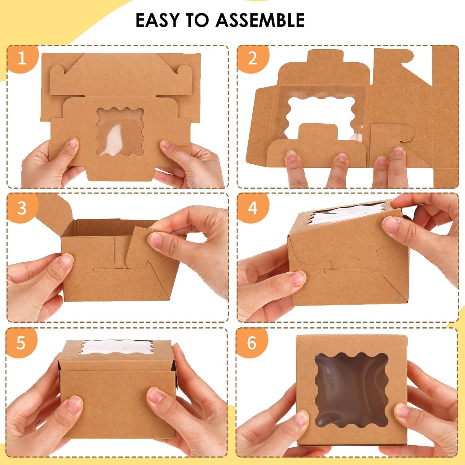 Wholesale 150pcs 4x4x2.5 Inch Cookie Boxes with Window for Small Cakes Pastries Treats Donuts Candy Brown Manufacturer Wholesale 150pcs 4x4x2.5 Inch Cookie Boxes with Window for Small Cakes Pastries Treats Donuts Candy Brown Manufacturer