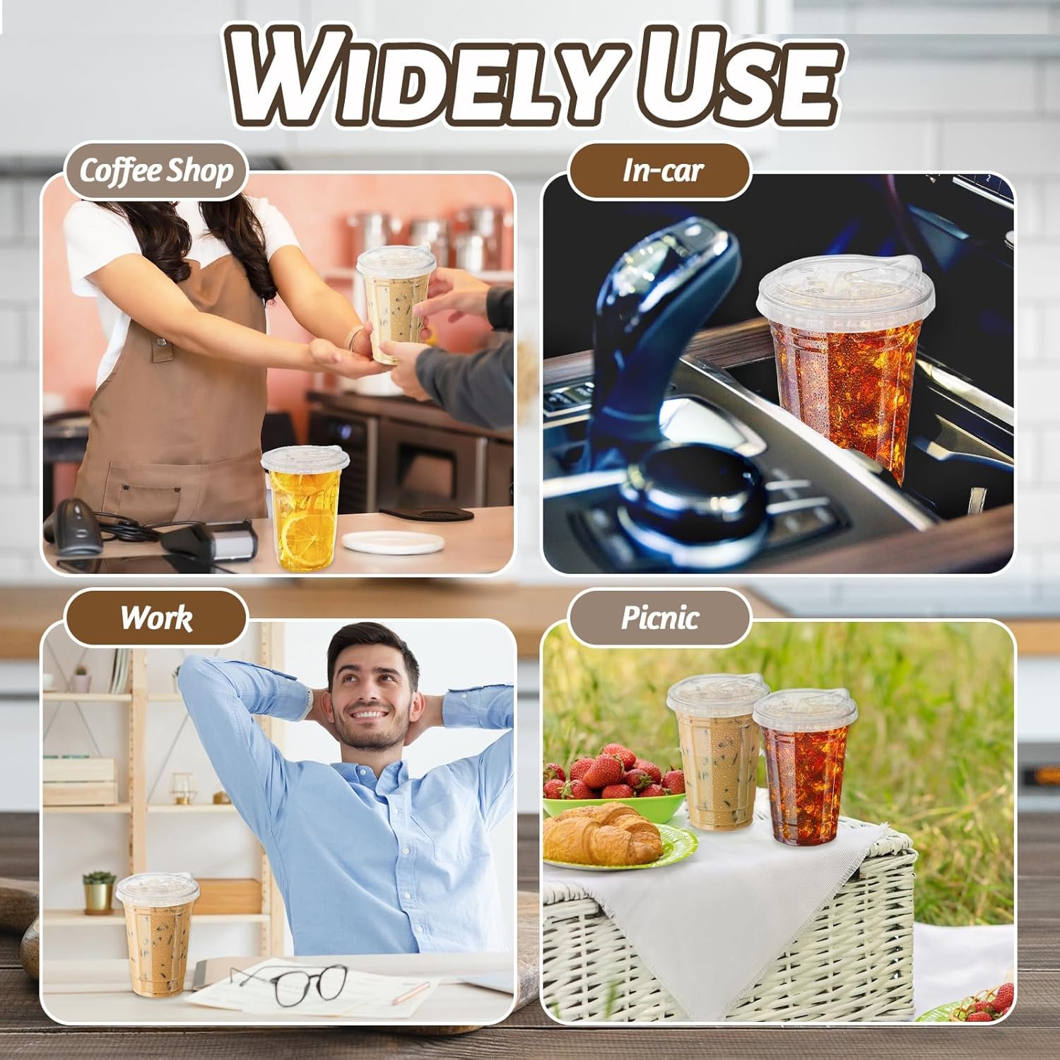 Wholesale 20 oz Clear Disposable Plastic Cups with Strawless Sip Lids 25 Sets for Iced Coffee Smoothies Cold Drinks Party Manufacturer