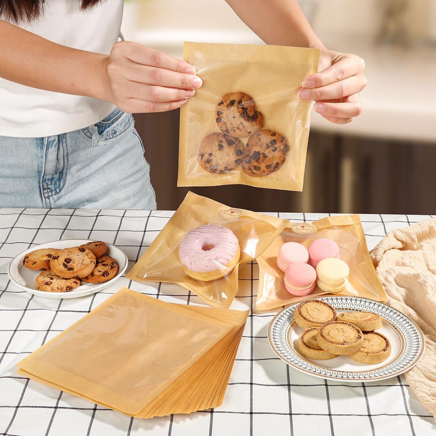 Wholesale Small Brown Paper Cookie Bags with Window 100 Pcs Thank You Stickers 5.7 x 6.5 Inch Heat Sealable Kraft Bakery Bags for Gifts Treats Snacks Baked Goods Manufacturer Wholesale Small Brown Paper Cookie Bags with Window 100 Pcs Thank You Stickers 5.7 x 6.5 Inch Heat Sealable Kraft Bakery Bags for Gifts Treats Snacks Baked Goods Manufacturer