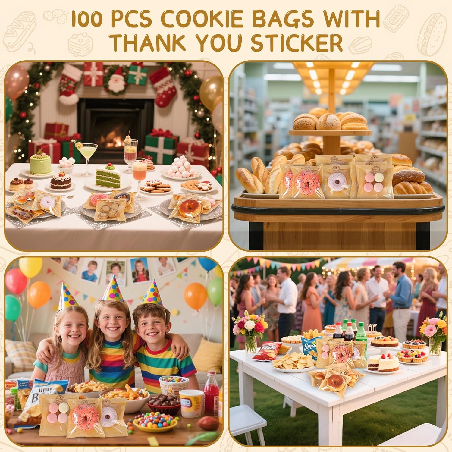 Wholesale Small Brown Paper Cookie Bags with Window 100 Pcs Thank You Stickers 5.7 x 6.5 Inch Heat Sealable Kraft Bakery Bags for Gifts Treats Snacks Baked Goods Manufacturer Wholesale Small Brown Paper Cookie Bags with Window 100 Pcs Thank You Stickers 5.7 x 6.5 Inch Heat Sealable Kraft Bakery Bags for Gifts Treats Snacks Baked Goods Manufacturer