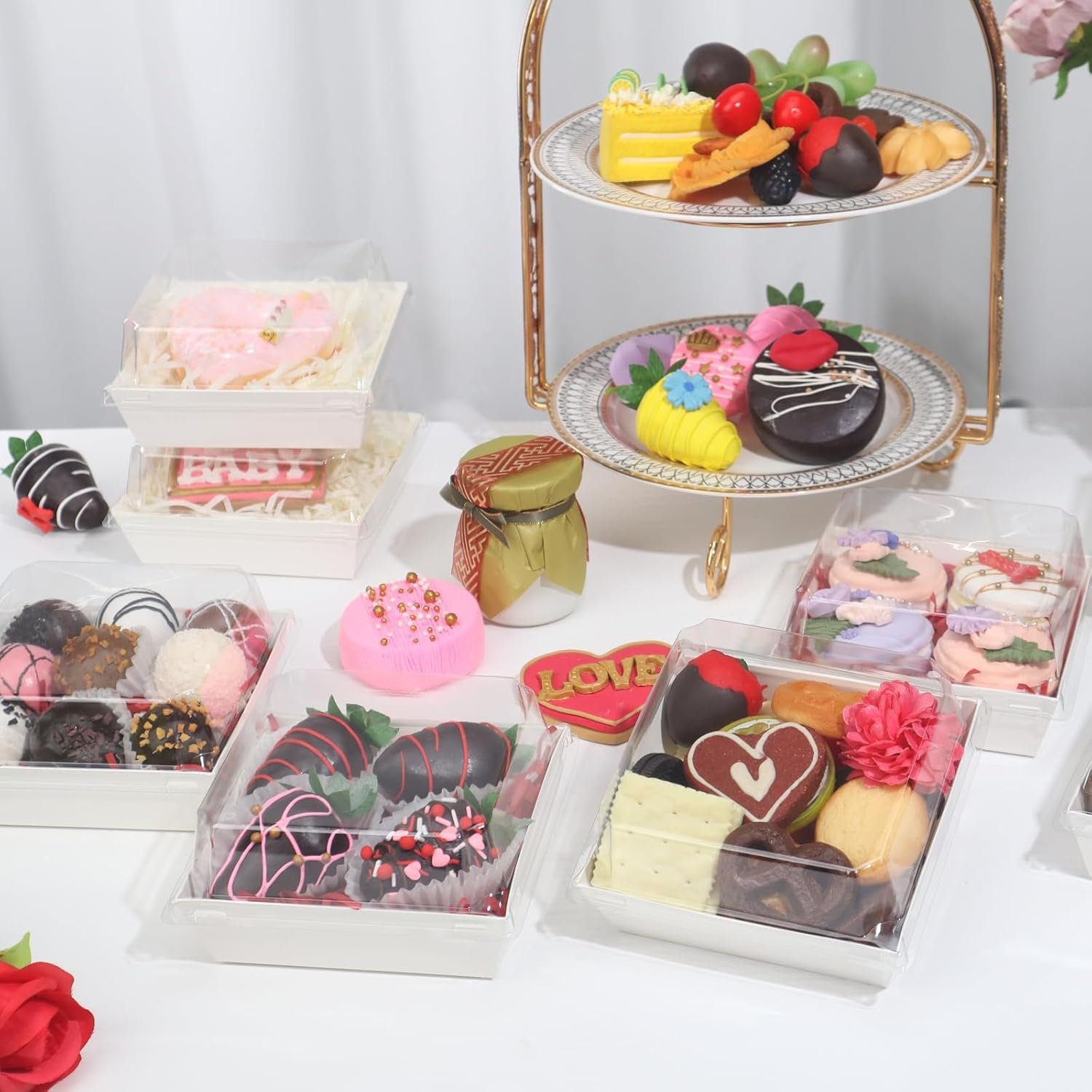 Wholesale 100 Pack 4x4x2.5 Inch Charcuterie Boxes with Clear Lids for Bakery Chocolate Covered Strawberries Mini Cake Pie Packaging Christmas Valentines Halloween Easter Manufacturer Wholesale 100 Pack 4x4x2.5 Inch Charcuterie Boxes with Clear Lids for Bakery Chocolate Covered Strawberries Mini Cake Pie Packaging Christmas Valentines Halloween Easter Manufacturer