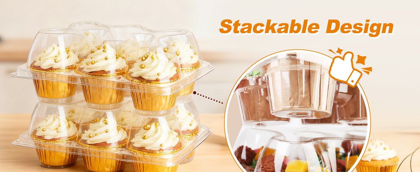 Wholesale (6 Count x 10 Sets) Clear Plastic Cupcake Containers with Detachable Tall Dome Lid Disposable Carriers BPA Free Standard Size Manufacturer Wholesale (6 Count x 10 Sets) Clear Plastic Cupcake Containers with Detachable Tall Dome Lid Disposable Carriers BPA Free Standard Size Manufacturer