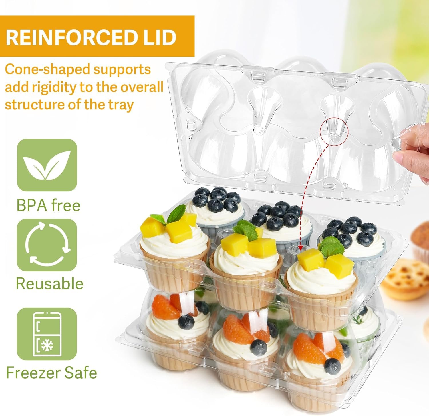 Wholesale (6 Count x 10 Sets) Clear Plastic Cupcake Containers with Detachable Tall Dome Lid Disposable Carriers BPA Free Standard Size Manufacturer Wholesale (6 Count x 10 Sets) Clear Plastic Cupcake Containers with Detachable Tall Dome Lid Disposable Carriers BPA Free Standard Size Manufacturer