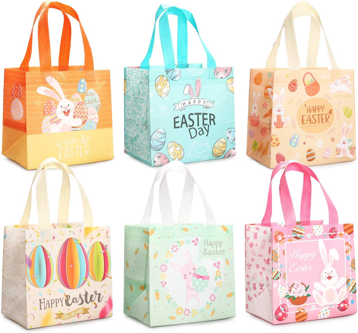 Wholesale 6PCS Easter Egg Hunt Bags Bunny Carrot Chick Designs with Handles Gift Treat Bags Non-Woven Multifunctional Wrapping for Egg Hunt Game Party Supplies Manufacturer