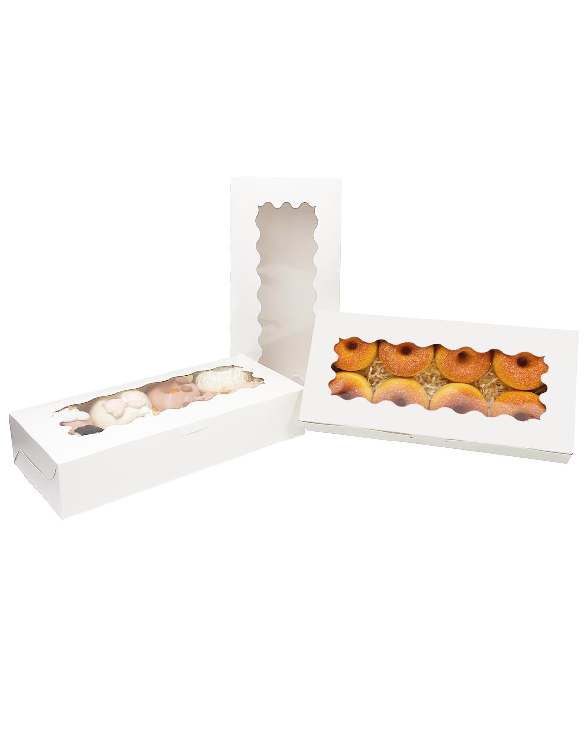 Wholesale 50 Packs White Cookie Box with Window 12x5.5x2.5 Inch Pastry Biscuit Bakery Packaging Manufacturer