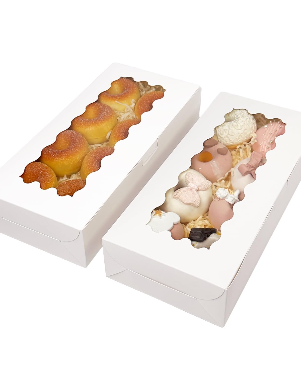 Wholesale 50 Packs White Cookie Box with Window 12x5.5x2.5 Inch Pastry Biscuit Bakery Packaging Manufacturer