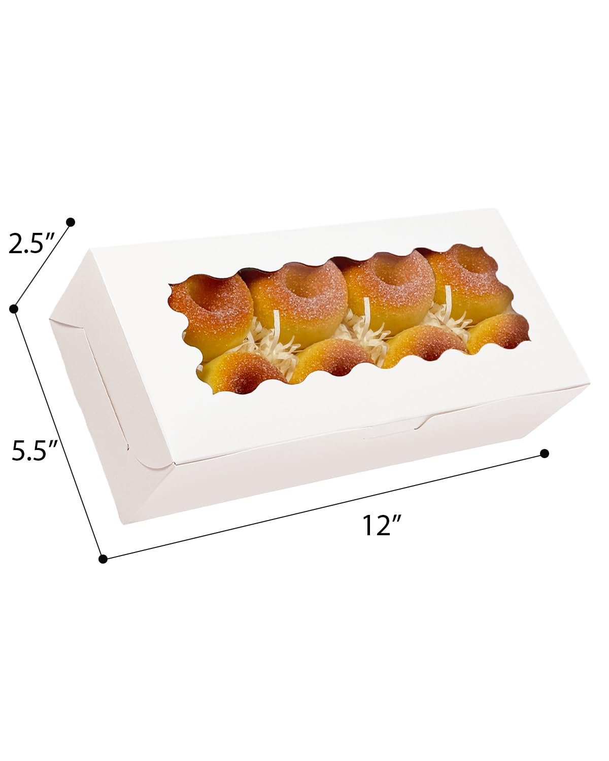 Wholesale 50 Packs White Cookie Box with Window 12x5.5x2.5 Inch Pastry Biscuit Bakery Packaging Manufacturer