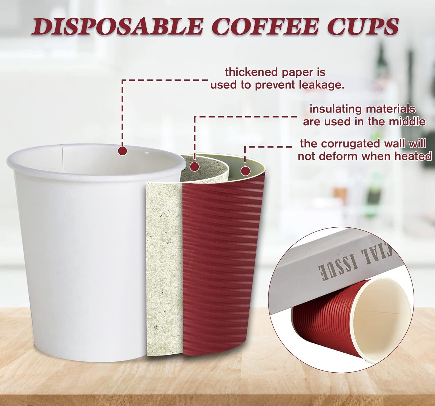 Wholesale 80 Pack 12 oz Insulated Ripple Wall Disposable Paper Coffee Cups Three Layer Hot Beverage Cups with Lids and Straws for Parties Picnics Travel Manufacturer