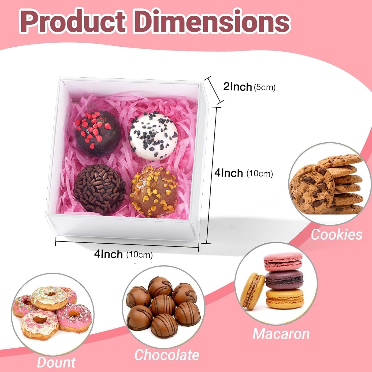 Wholesale 25-Pack 4x4x2 Inch White Bakery Boxes with Clear Lids for Strawberries Cookies Macarons Donuts Desserts Holiday Gift Party Favor Packaging Christmas Birthdays Weddings Manufacturer