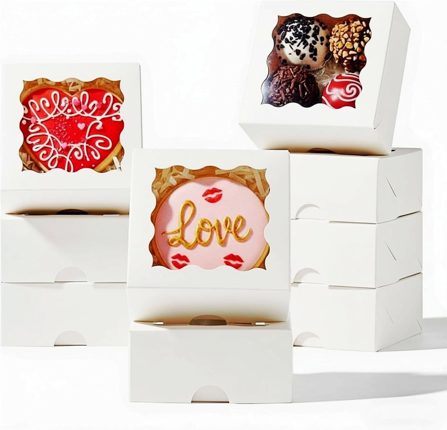 Wholesale 3.2x3.2x1.5 Inches 50PCS Mini Bakery Boxes with Window for Cookies Soap Chocolate Truffle Donut Macaron White Manufacturer