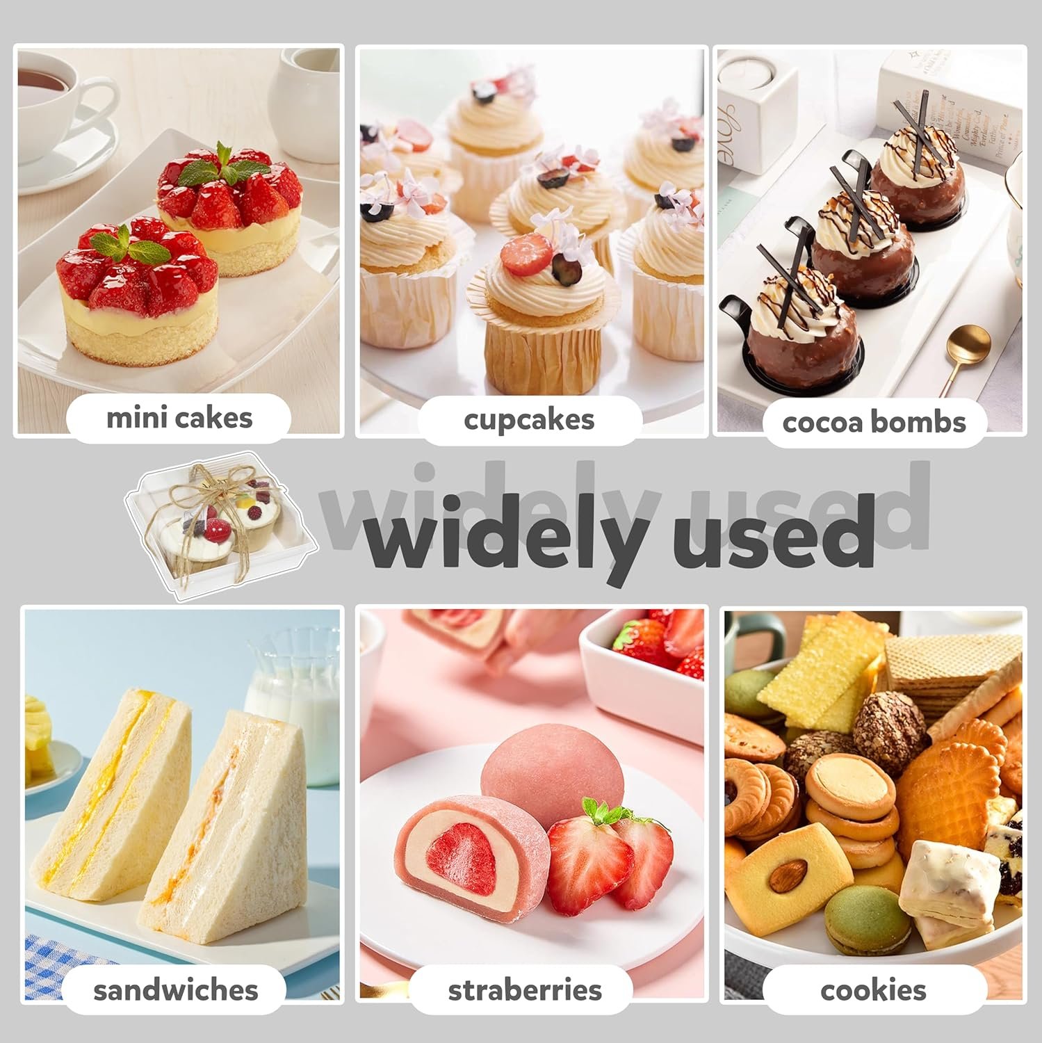 Wholesale 50 Pack Small Charcuterie Boxes with Clear Lids Disposable Dessert Bakery Food Containers for Cake Slice Cookies Sandwiches White Manufacturer