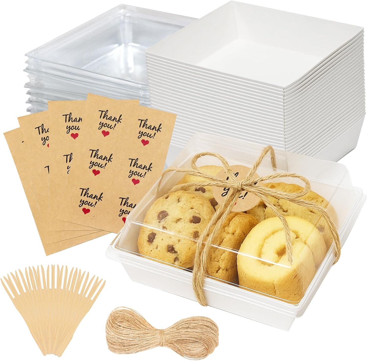 Wholesale 50 Pack Small Charcuterie Boxes with Clear Lids Disposable Dessert Bakery Food Containers for Cake Slice Cookies Sandwiches White Manufacturer