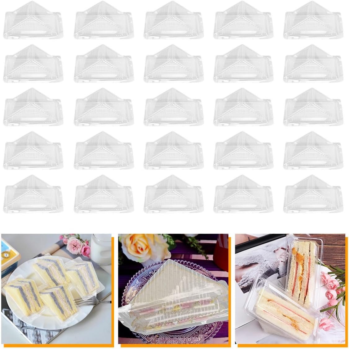 Wholesale Disposable Sandwich Box and Cake Triangle Container with Lid for Food Storage and Dessert Serving 70pcs Set Manufacturer