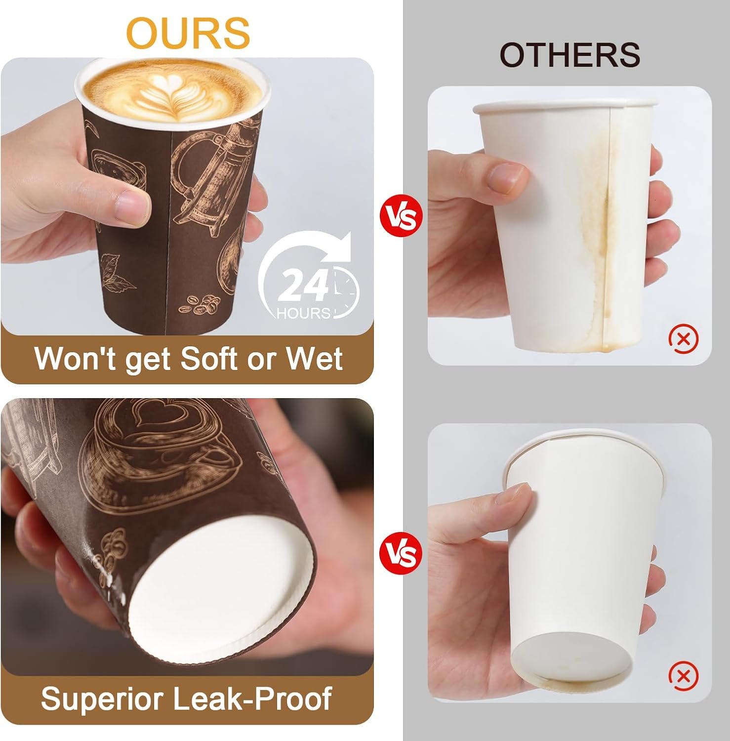 Wholesale 12 oz Thickened Disposable Paper Coffee Cups 180 Pack Hot Cold Beverage Cups for Office Home Party Manufacturer
