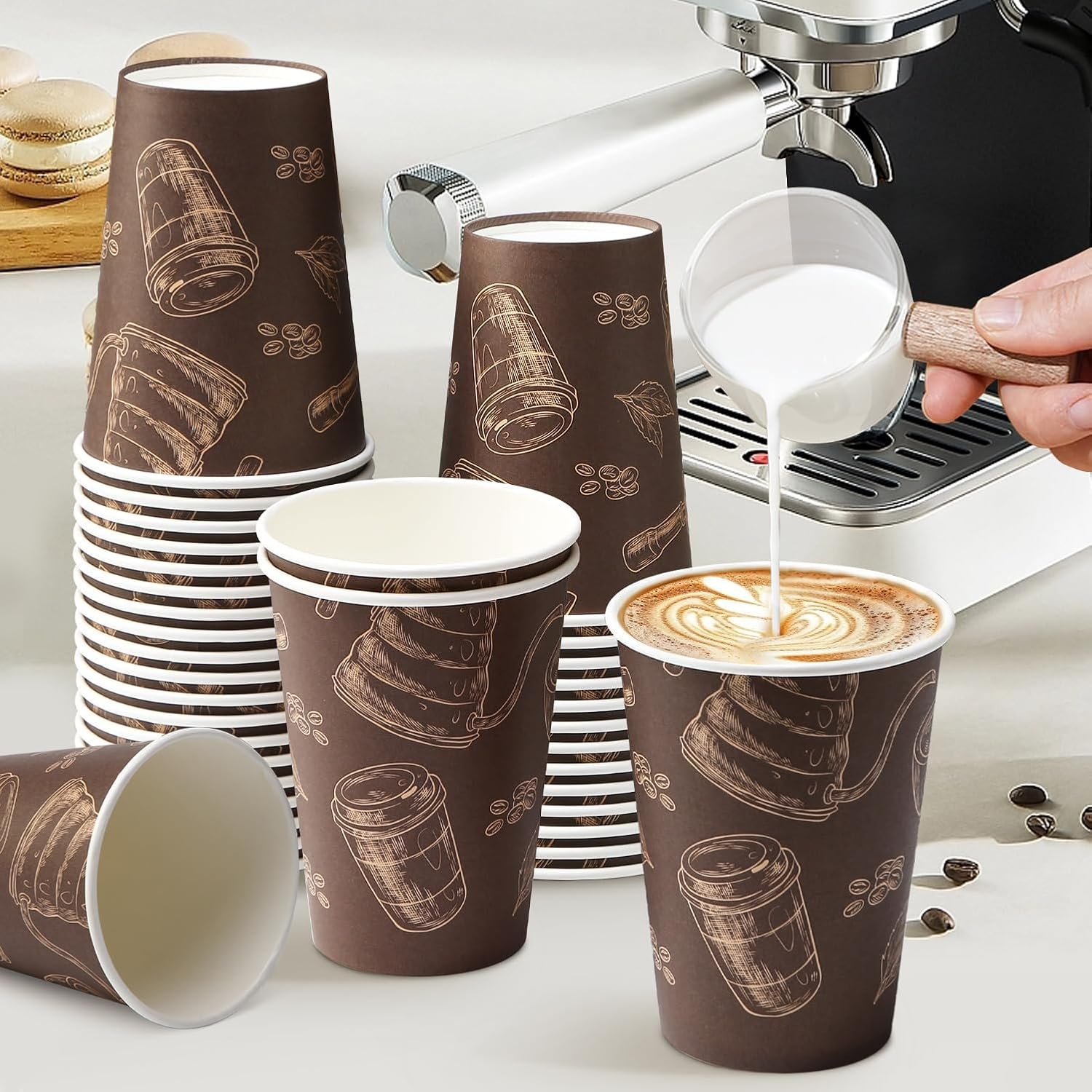 Wholesale 12 oz Thickened Disposable Paper Coffee Cups 180 Pack Hot Cold Beverage Cups for Office Home Party Manufacturer