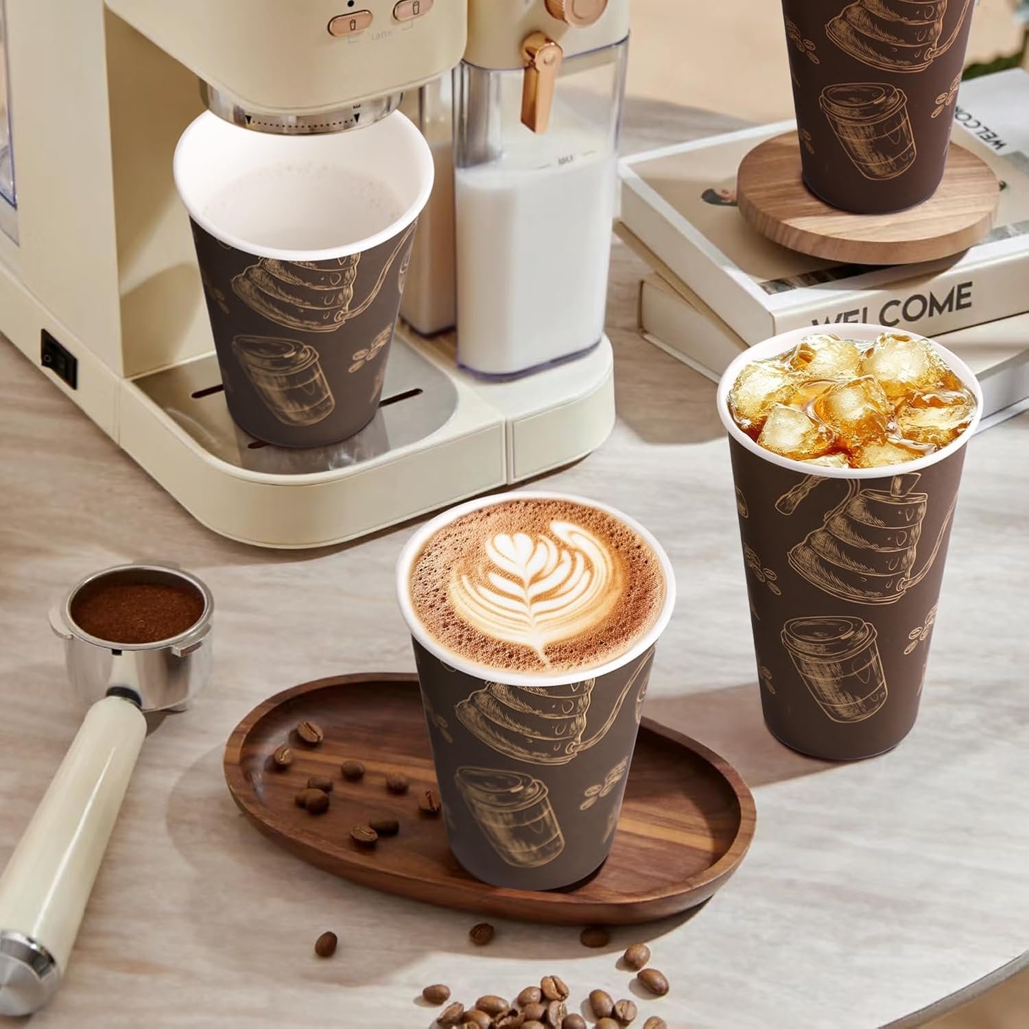 Wholesale 12 oz Thickened Disposable Paper Coffee Cups 180 Pack Hot Cold Beverage Cups for Office Home Party Manufacturer