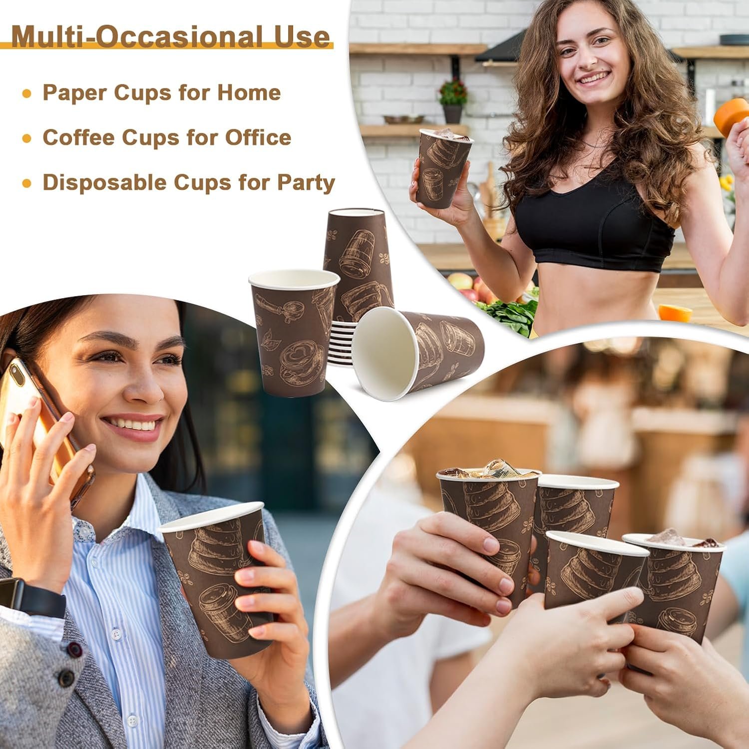 Wholesale 12 oz Thickened Disposable Paper Coffee Cups 180 Pack Hot Cold Beverage Cups for Office Home Party Manufacturer