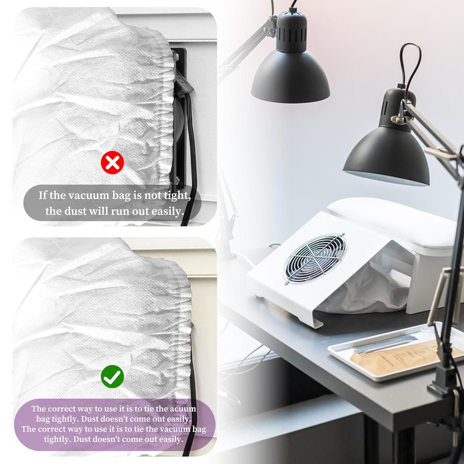 Wholesale 10Pcs White Non-Woven Nail Art Dust Suction Collector Bags Replacement for Nail Salon Equipment Durable Manufacturer