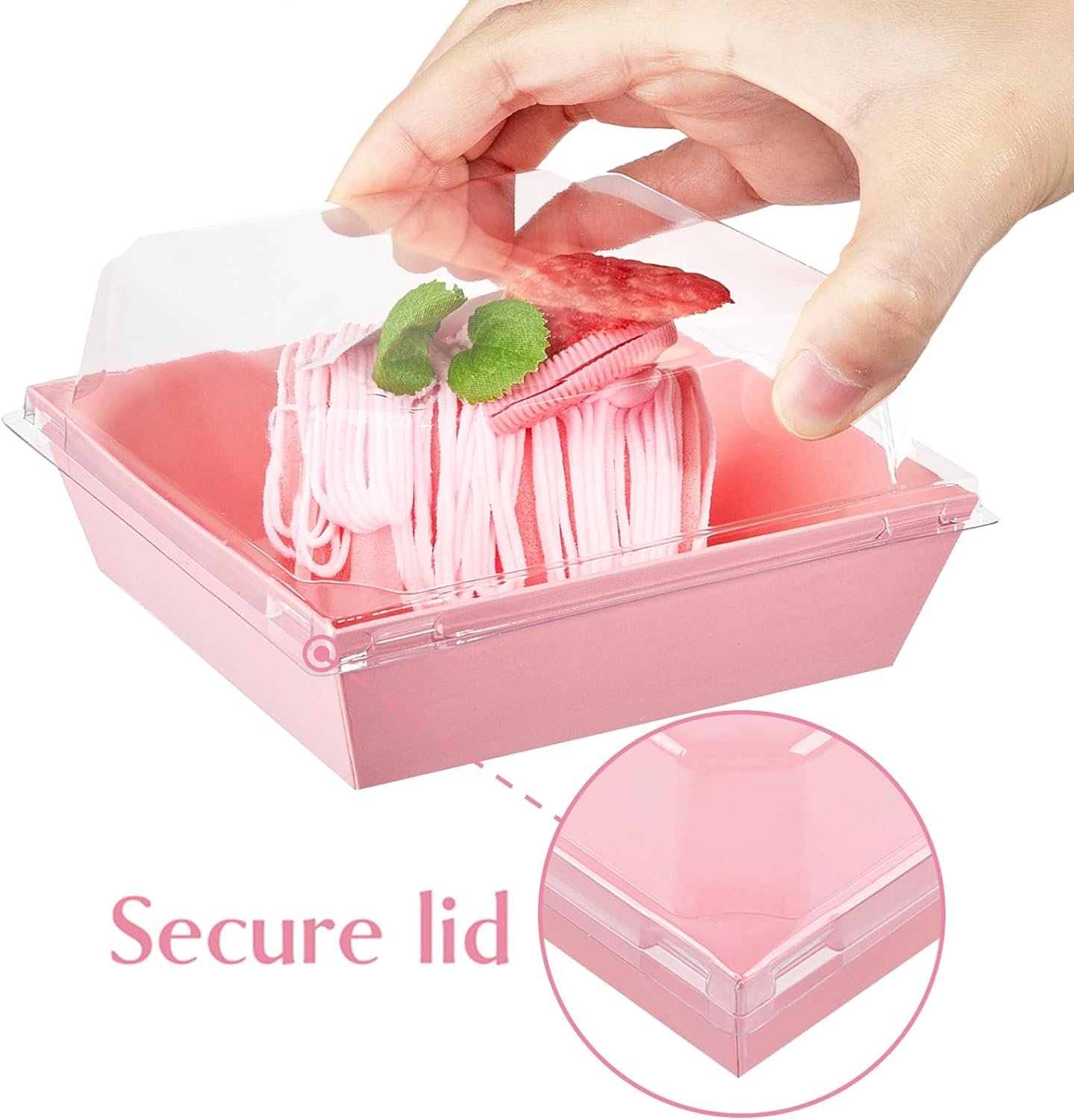 Wholesale 50 Pack 4x4 Inch Small Charcuterie Boxes with Clear Lids Disposable Paper Food Containers for Bakery Treats Desserts Cake Slices Cookies Strawberries Pink Manufacturer