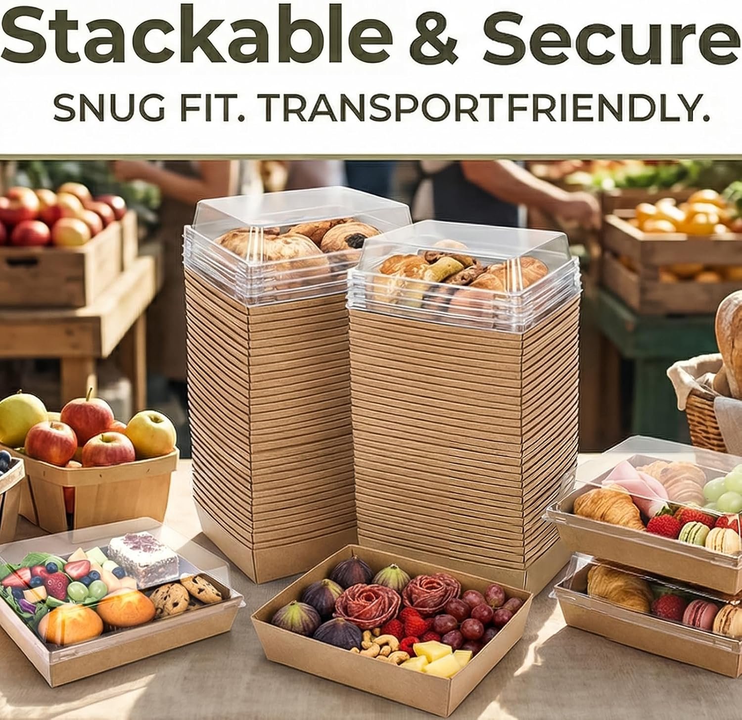 Wholesale 50 Pack 7x5 Inch Brown Paper Charcuterie Boxes with Clear Lids Rope Handles and Stickers Disposable Bakery Dessert Sandwich Food Containers for Cookies Donuts Salad Pastry Strawberries Manufacturer Wholesale 50 Pack 7x5 Inch Brown Paper Charcuterie Boxes with Clear Lids Rope Handles and Stickers Disposable Bakery Dessert Sandwich Food Containers for Cookies Donuts Salad Pastry Strawberries Manufacturer