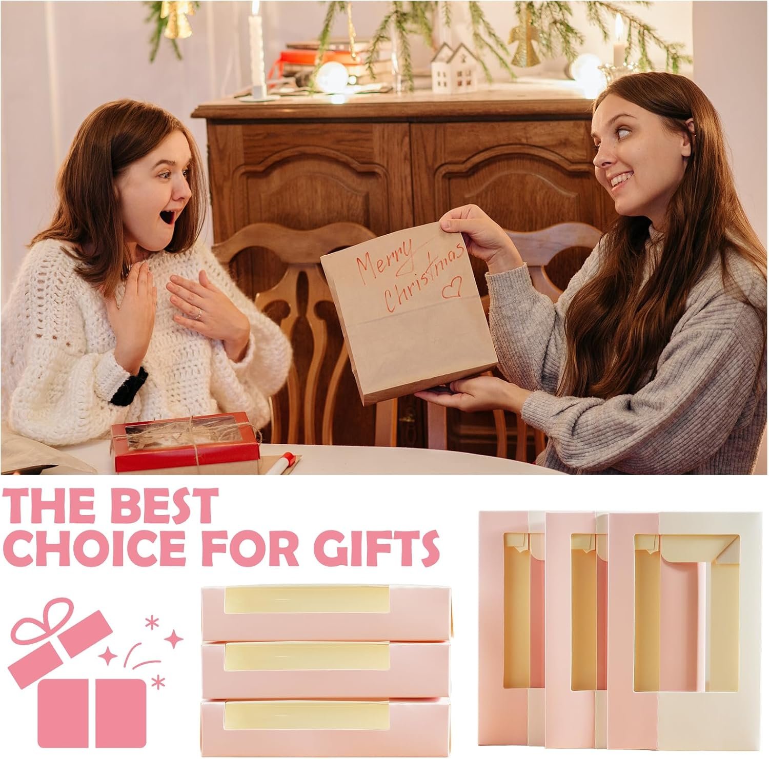 Wholesale 30 Pack Cookie Boxes with Window 6.5x2.8x1.4 Inch Pink Folding Pastry Boxes for Gifts Valentines Chocolates Macarons Candy Manufacturer