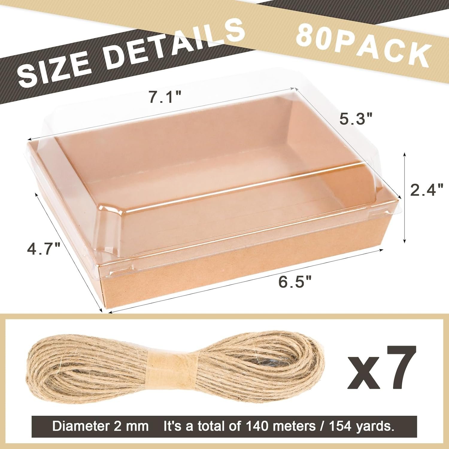 Wholesale 7x5 Inch Charcuterie Boxes with Clear Lids 80 Pack Disposable Paper Food Containers for Bakery Cake Strawberries Cookies Cupcakes Brown Manufacturer