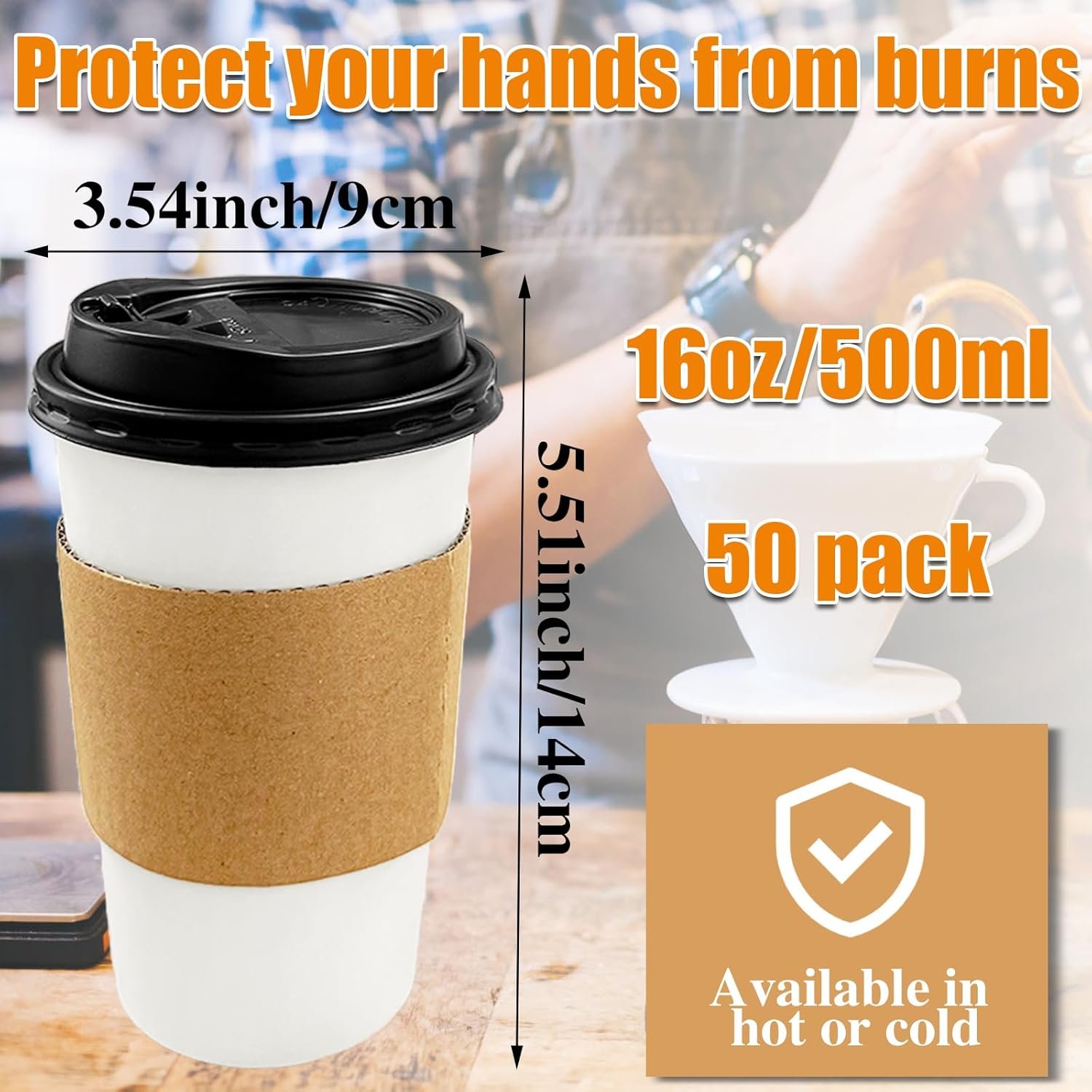 Wholesale 50 Pack 16 oz Paper Coffee Cups with Lids and Sleeves Leak-Proof White Insulated Disposable Hot Beverage To Go Cups for Office Party Travel Manufacturer