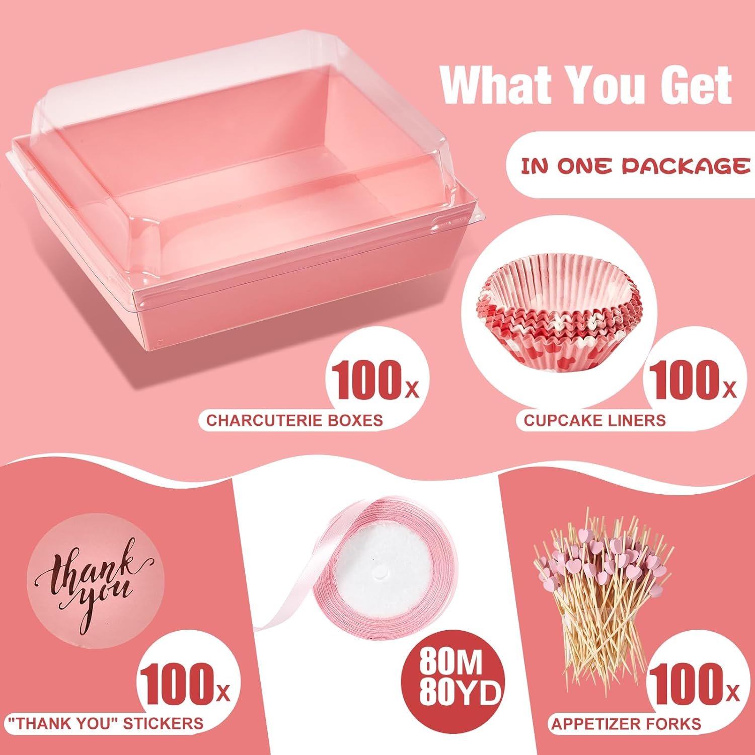 Wholesale 100 Pack 5.5 Inch Charcuterie Boxes with Clear Lids Disposable Paper Mini Food Containers To Go for Desserts Sandwiches Cookies Donuts Muffins Includes 100 Toothpicks 100 Cupcake Liners Valentines Box Manufacturer