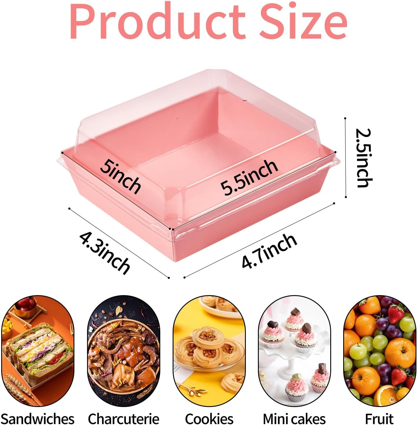 Wholesale 100 Pack 5.5 Inch Charcuterie Boxes with Clear Lids Disposable Paper Mini Food Containers To Go for Desserts Sandwiches Cookies Donuts Muffins Includes 100 Toothpicks 100 Cupcake Liners Valentines Box Manufacturer