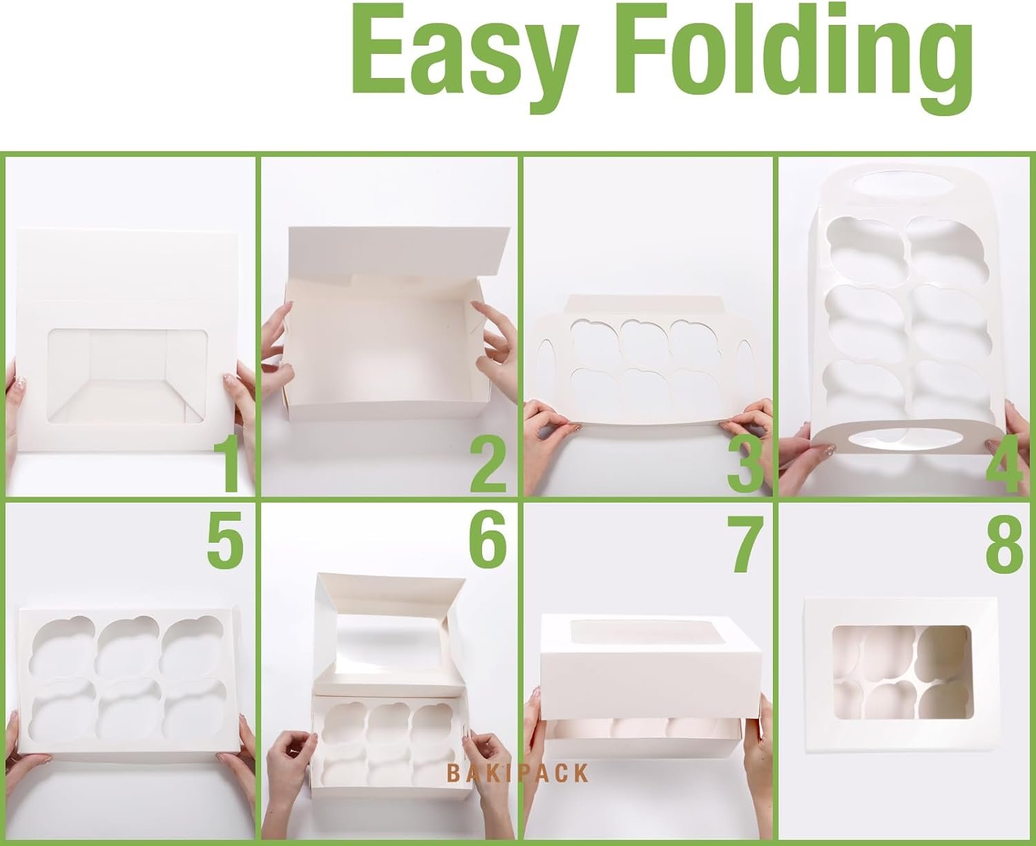 Wholesale 25 Black Cupcake Boxes 4 Count Containers with Window Inserts 6.3×6.3×3 Inches Holders for Cupcakes Muffins Cookies Desserts Pastries Manufacturer