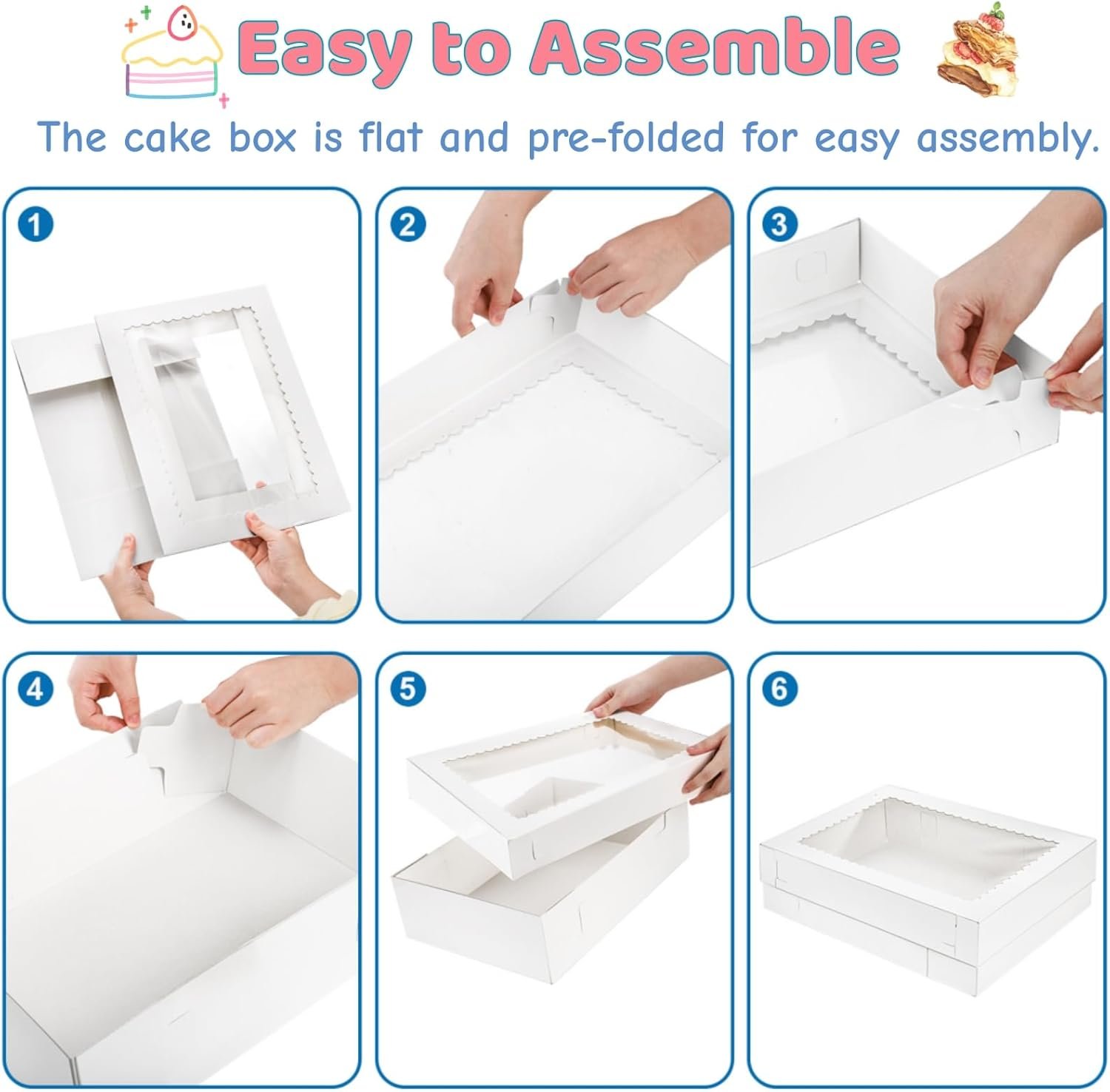 Wholesale 20 Pieces 14x10x4 Inch White Rectangle Quarter Sheet Cake Boxes with Window for Donuts Cookies Pastries Pies Packaging Manufacturer