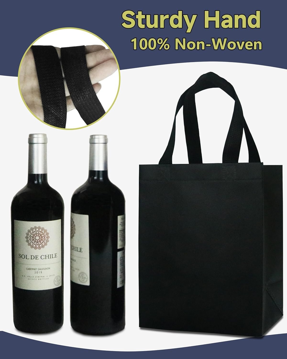 Wholesale 12 Black Sturdy Reusable Gift Bags Medium 8x5x10 with Handles Non-Woven for Weddings Father's Day Parties Birthdays Graduations Manufacturer