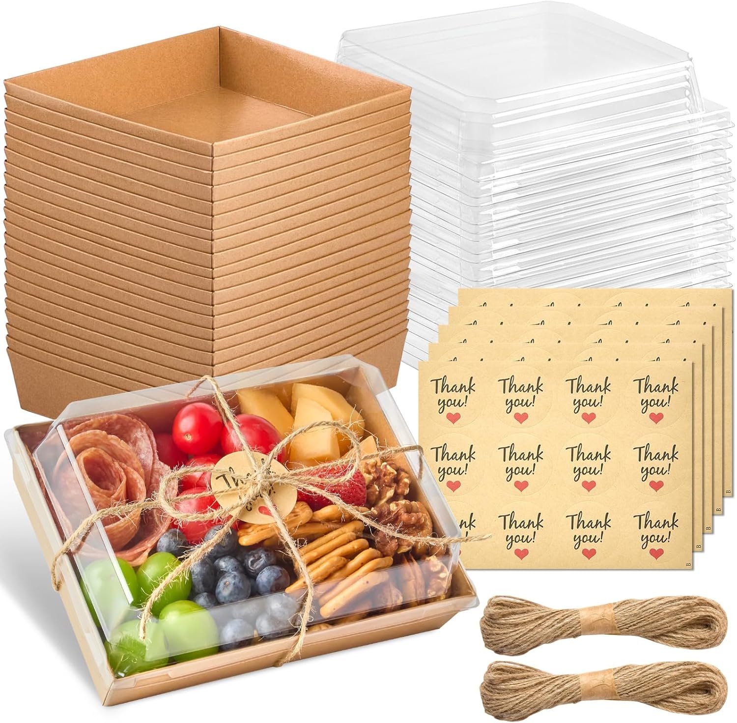 Wholesale 7 x 5 Inches Large Charcuterie Boxes with Clear Lids 50 Pack Disposable Bakery Dessert Boxes To Go Food Containers for Pastries Chocolate Covered Strawberries Hot Cocoa Bombs Brown Manufacturer