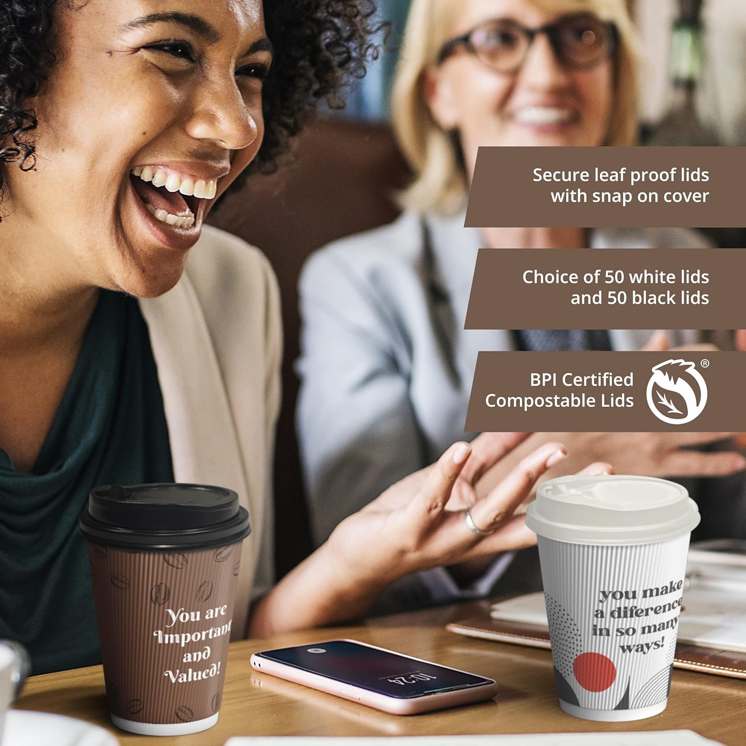 Wholesale 100 Motivational Disposable Coffee Cups 12 oz with Leakproof Lids and Stirrers Manufacturer