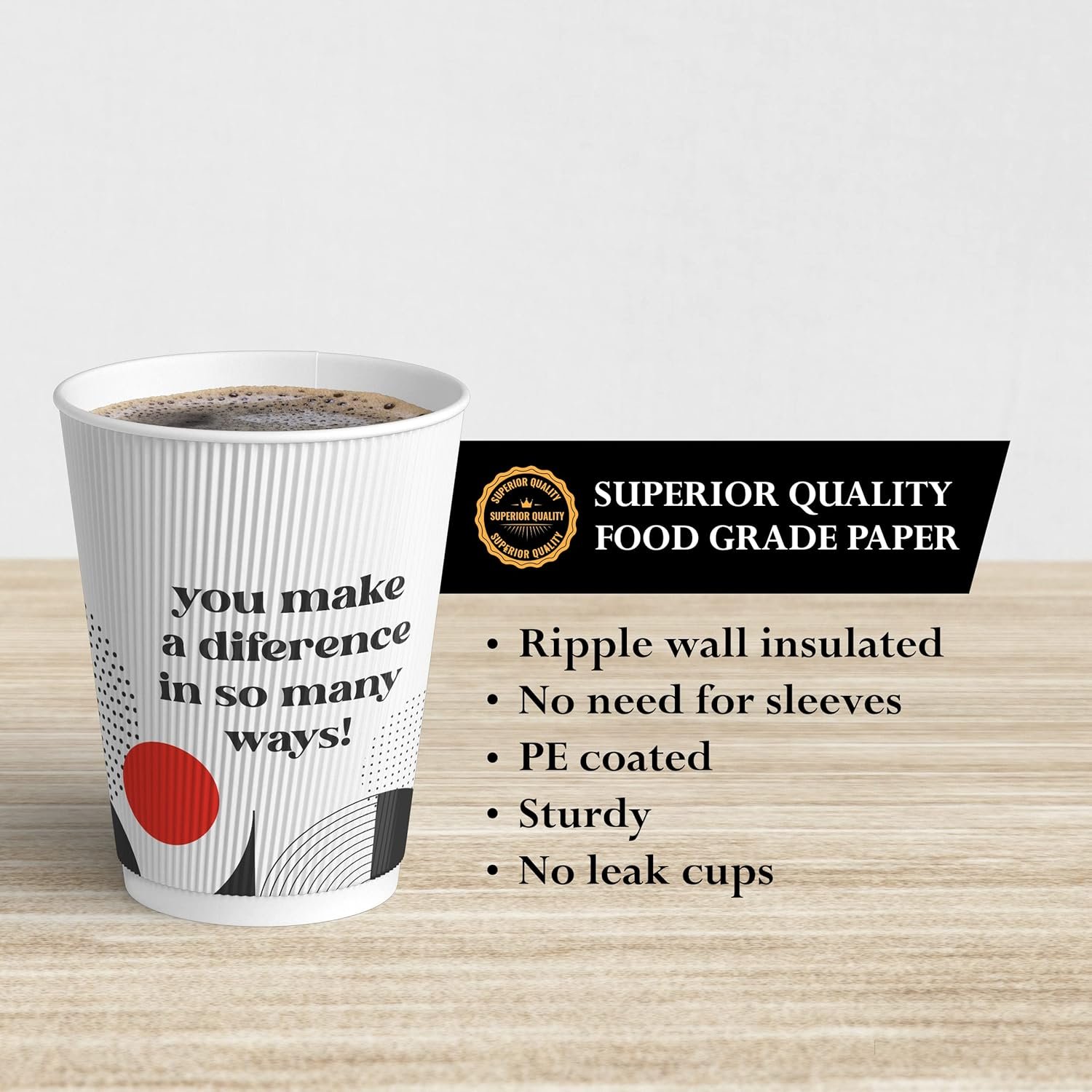 Wholesale 100 Motivational Disposable Coffee Cups 12 oz with Leakproof Lids and Stirrers Manufacturer