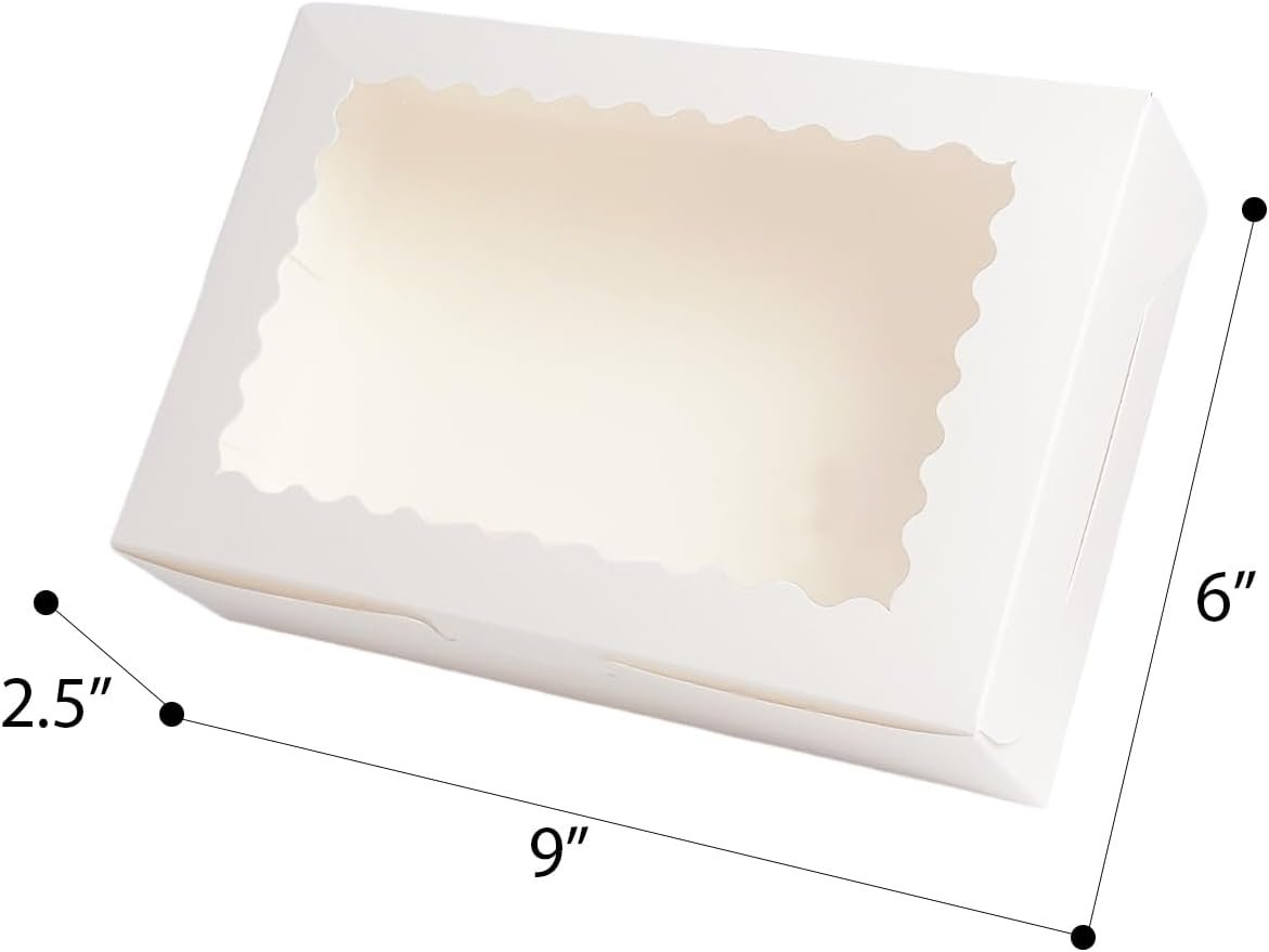 Wholesale 50Pcs White Cookie Box with Window 9x6x2.5 Inch Pastry Macaron Bakery Packaging Manufacturer