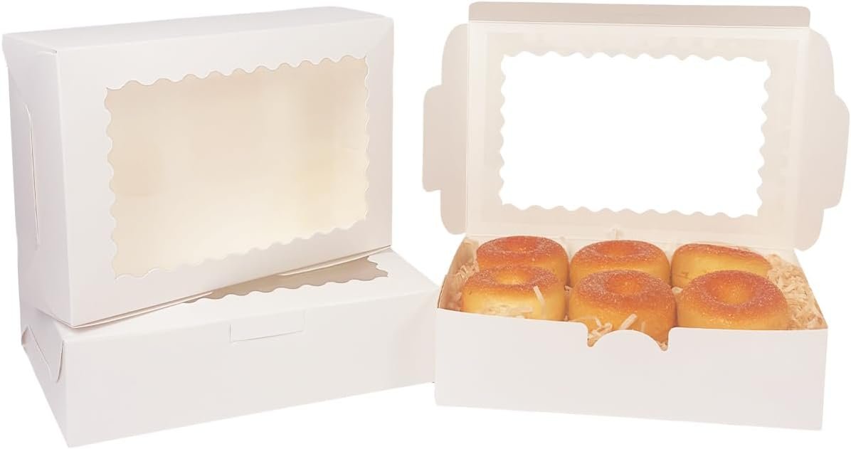 Wholesale 50Pcs White Cookie Box with Window 9x6x2.5 Inch Pastry Macaron Bakery Packaging Manufacturer