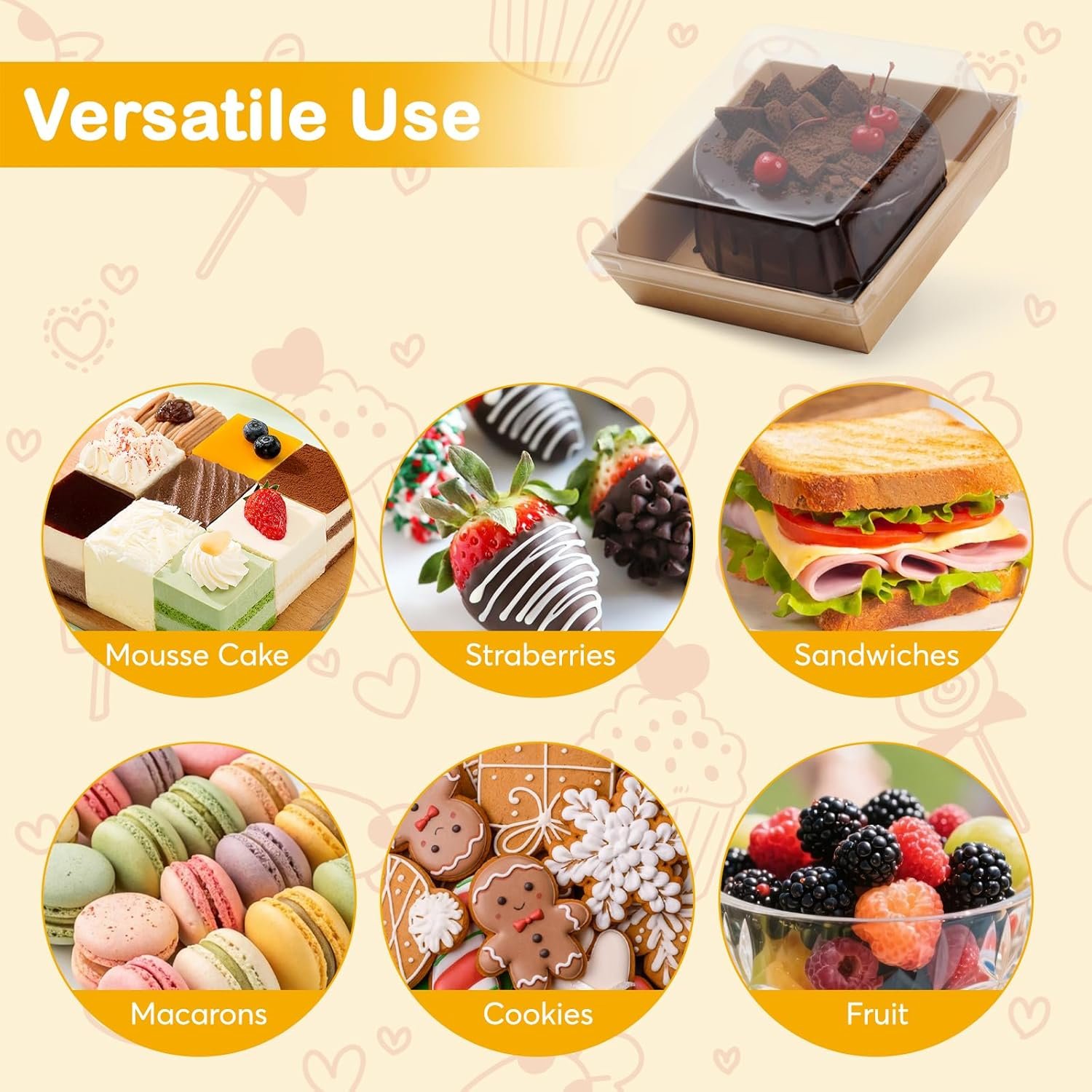 Wholesale 50Pcs 5 Inch Small Charcuterie Boxes with Clear Lids Disposable Mini Bakery Containers To Go Food Paper Boxes for Sandwiches Cookies Pastries Cake Slices Brown Factory